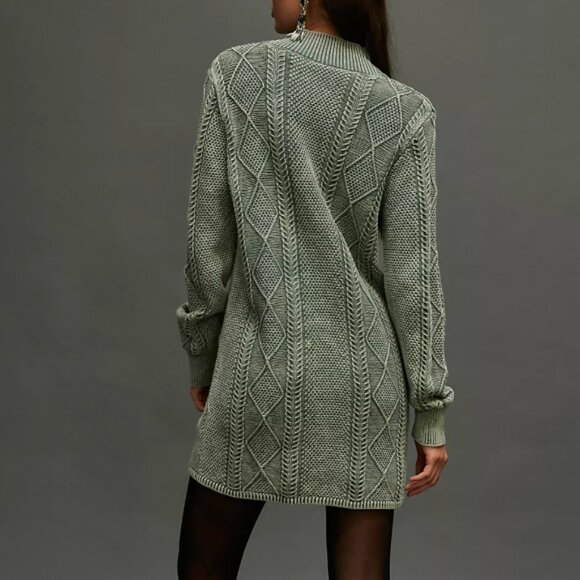 Free People Headed North Knit Tunic Mini Dress Seaspray Washed Green XS/Small - Picture 3 of 6